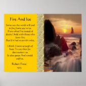 Feu Et Glace Avec Coucher De Soleil Orange Affiche (Devant)