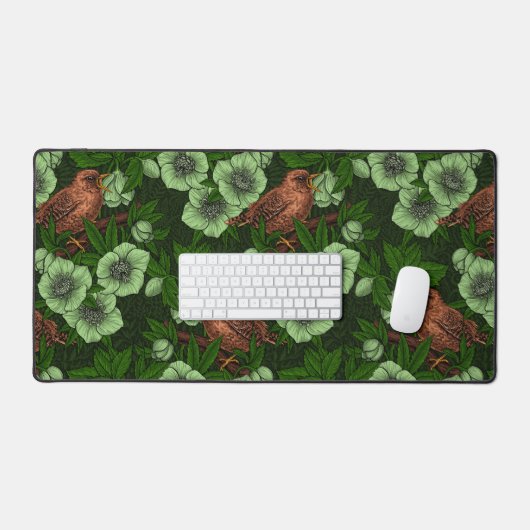 Feu et hellebore sur vert foncé (Clavier et souris)