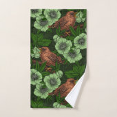 Feu et hellebore sur vert foncé (Serviette à main)