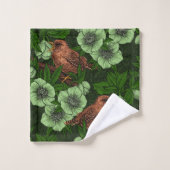 Feu et hellebore sur vert foncé (Gant de toilette)