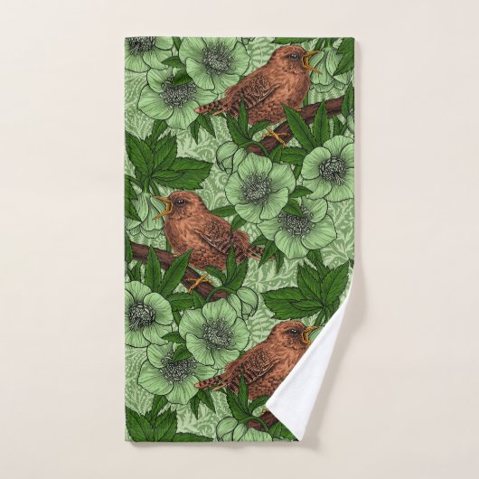 Feu et hellebore, vert clair (Serviette à main)