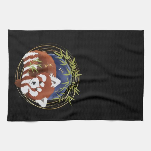 FEU FOX panda rouge serviette de cuisine (Horizontal)