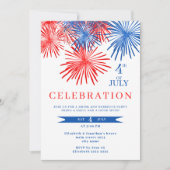 Feu Rouge Et Bleu 4 juillet Invitations (Devant)