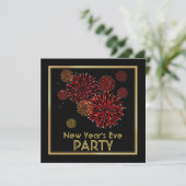 Feu Rouge et Or Nouvel An Invitations Fête (Debout devant)