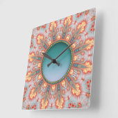 Feu solaire Fractures Orange Turquoise Horloge mur (Angle)