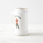 Feuerwehrmann in Einsatzkleidung Bierglas Bierpul (Voorkant links)