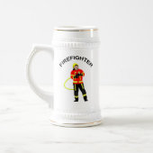 Feuerwehrmann in Einsatzkleidung Bierglas Bierpul (Links)