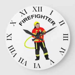 Feuerwehrmann in Einsatzkleidung Große Wanduhr Grote Klok