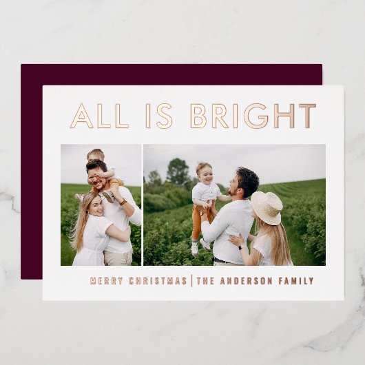 feuil élégant 2 photo feuil moderne carte de séjou (Recto/Verso)