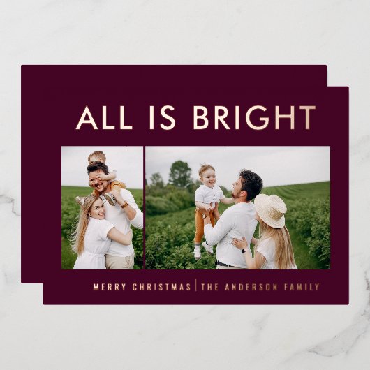 feuil élégant 2 photo feuil moderne carte de séjou (Recto/Verso)