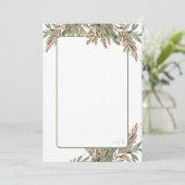 Feuillage blanc Faire-part de mariage - vert et br (Debout devant)