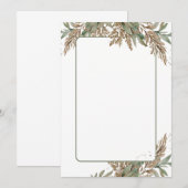 Feuillage blanc Faire-part de mariage - vert et br (Devant / Derrière)