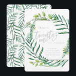 Feuillage botanique 21e anniversaire invitation<br><div class="desc">Feuillage botanique 21ème anniversaire invitation,  avec sur tendance aquarelle botanique. Partie d'une collection.</div>