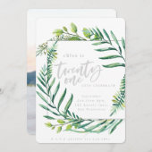 Feuillage botanique 21e anniversaire invitation ph (Devant / Derrière)