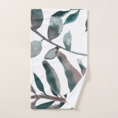 Feuillage botanique aquarelle de verdure teinte ru (Serviette à main)