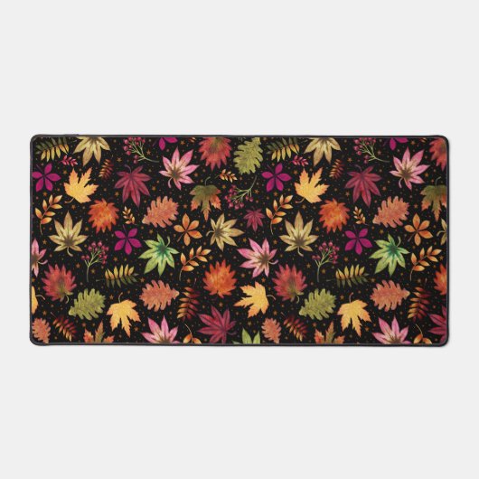 Feuillage botanique Automne laisse Motif sur noir (Recto)