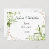 Feuillage Botanique Vert Sarcelle Or  Cartes de Pr (Devant / Derrière)