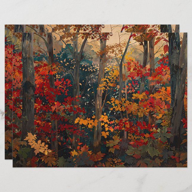 Feuillage d'automne Colorful Woods Papier à papier (Devant / Derrière)