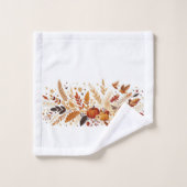 Feuillage d'automne et Citrouille et oiseaux (Gant de toilette)