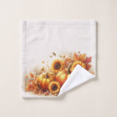 Feuillage d'automne, tournesols et Citrouille (Gant de toilette)