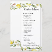 Feuillage de citron, Menu de mariage juif, Nourrit (Devant / Derrière)