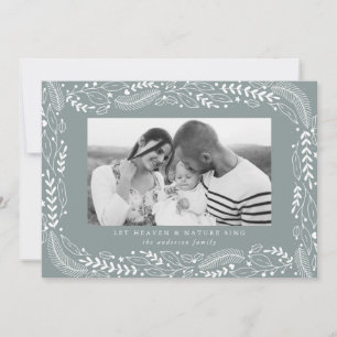 Feuillage de fête Carte photo de vacances Bleu d