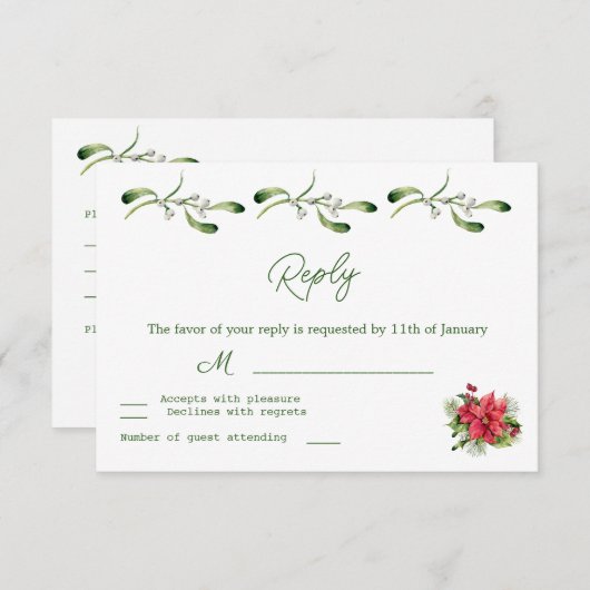Feuillage de Noël pour mariage RSVP (Devant / Derrière)