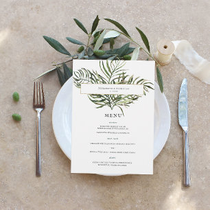 Feuillage de palmiers tropicaux Menu de mariage