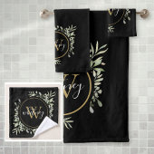 Feuillage de verdure Monogramme doré Chic Script N