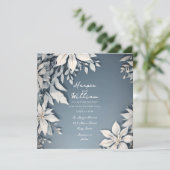 Feuillage d'hiver blanc et bleu faire-part de mari (Debout devant)