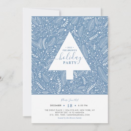 Feuillage d'hiver | Invitation de fête de vacances (Devant)