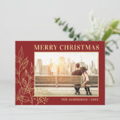 Feuillage doré carte de Noël joyeux Noël Bourgogne (Debout devant)