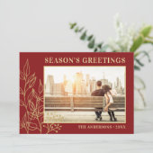 Feuillage doré Carte de vœux de saison de Noël Bur (Debout devant)