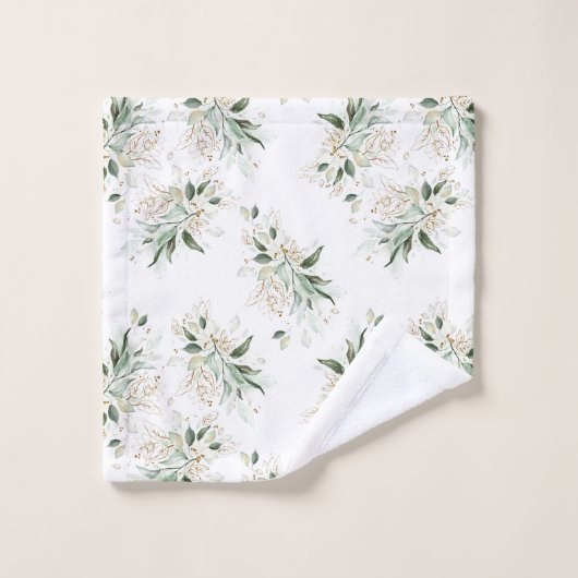 Feuillage élégant or verdure blanc (Gant de toilette)