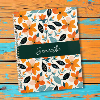 Feuillage et fleurs orange et bleu Personnalisé