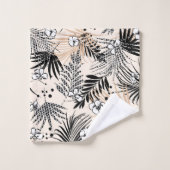 Feuillage et fleurs tropicaux Art déco (Gant de toilette)