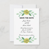 Feuillage Floral Jaune Enregistrer La Carte Date (Devant)