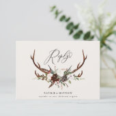 Feuillage floral rustique bordeaux mariage réponse (Debout devant)