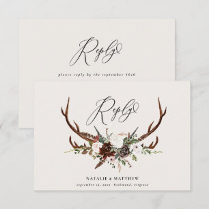Feuillage floral rustique bordeaux mariage réponse