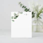 Feuillage Gris Monogramme Papier à lettres moderne (Debout devant)