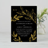 feuillage luxueux et élégant mariage invitation (Debout devant)