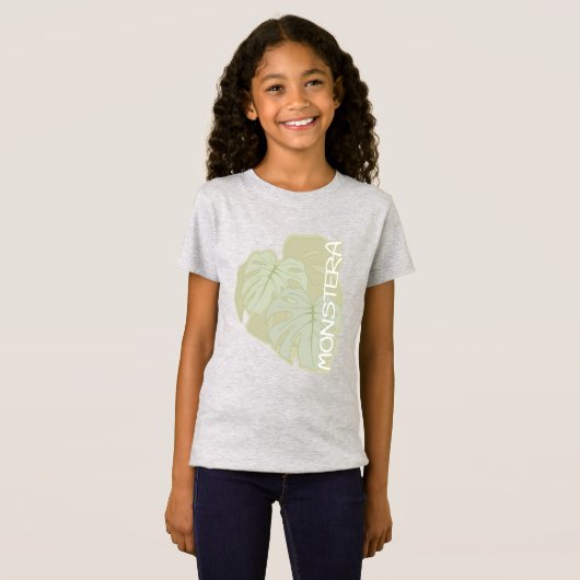 Feuillage Monstera en T-shirt vert tendre (Devant entier)