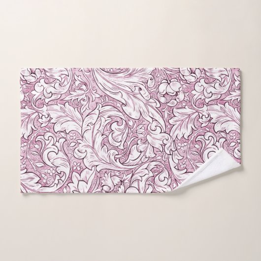 Feuillage orné rose rose (Serviette à main)