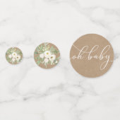 Feuillage rustique et Baby shower blanc Confetti (Derrière)