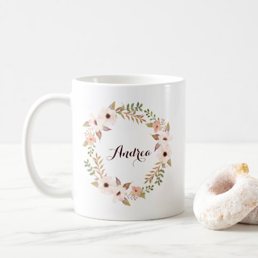 Feuillage rustique et couronne florale Mug personn (Avec donut)