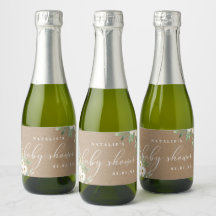 Feuillage rustique et Étiquette de vin blanc mini 