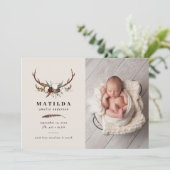 Feuillage rustique, faire-part de naissance fleuri (Debout devant)