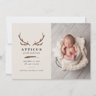 Feuillage rustique, faire-part de naissance fleuri