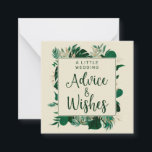 Feuillage Tropical Conseils et souhaits Mariages f<br><div class="desc">Tropical Foliage Trendy Greenery and Gold Feuilles Modern Frame Conseils et souhaits Mini Cartes de notes - avec bordure en feuille tropicale, typographie de Marker brossé, et votre texte personnalisé. Donnez-les aux invités mariages pour remplir comme des gardiens pour la mariée et le marié! dans une palette de couleurs audacieuses...</div>