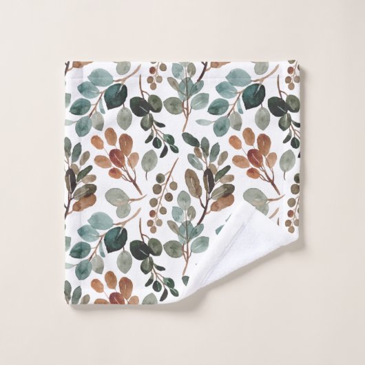 Feuillage Turquoise, Vert, Mousse, Brown (Gant de toilette)